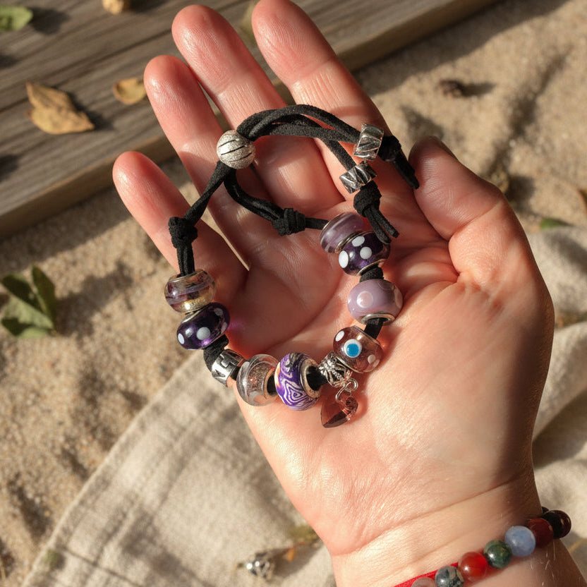 Purple Glass Charm Bracelet