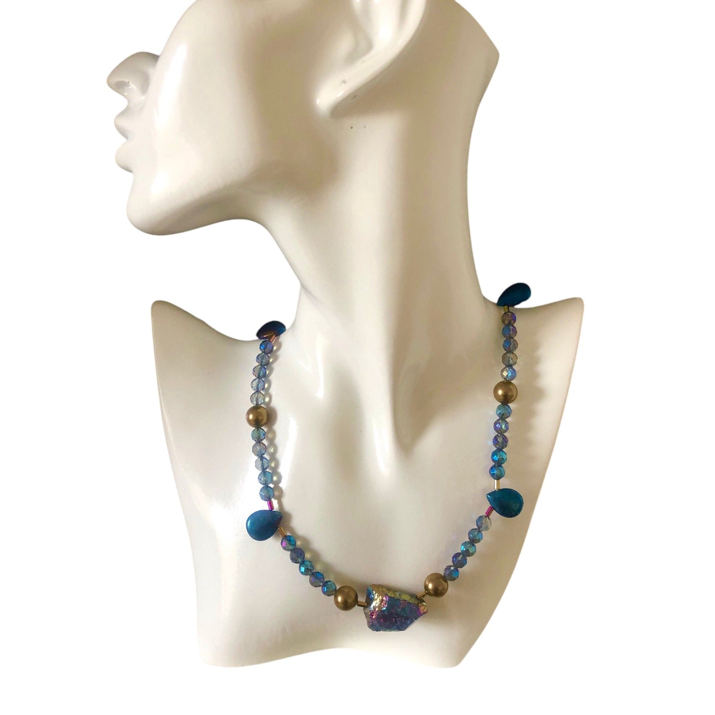 Quartz, Pyrite and Hematite Beaded Choker Necklace