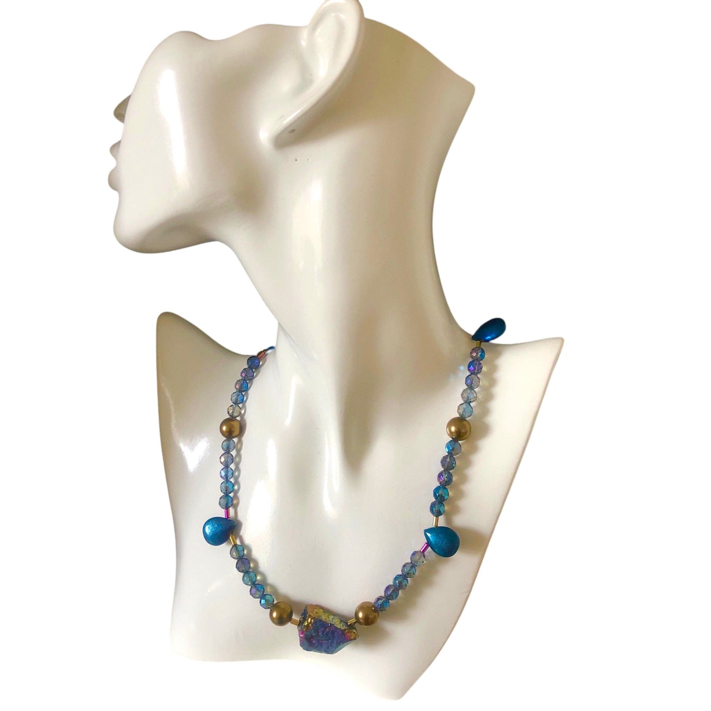 Quartz, Pyrite and Hematite Beaded Choker Necklace