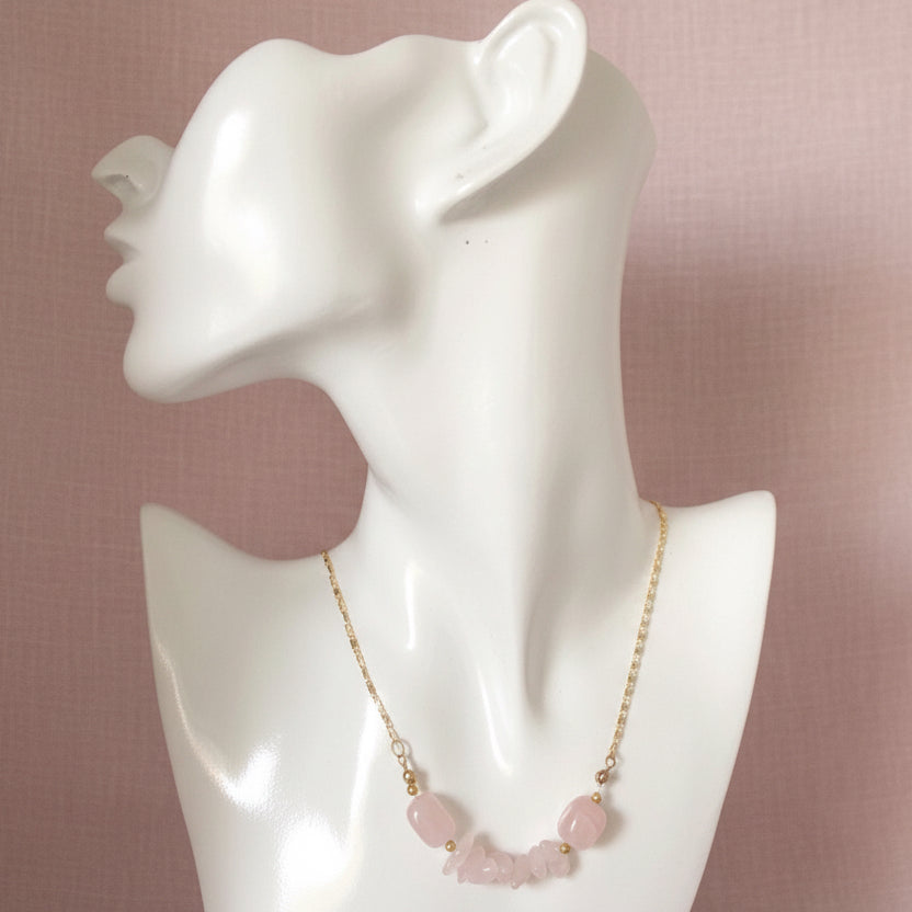 Rose Quartz Gold Plated Necklace