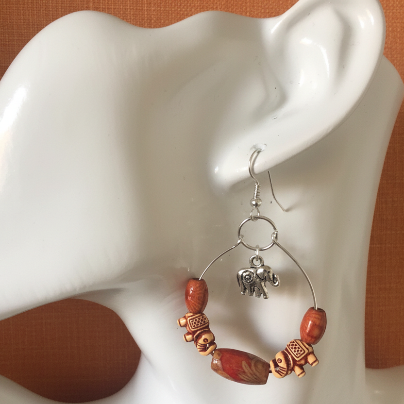 Silver Plated Hoops with Elephants